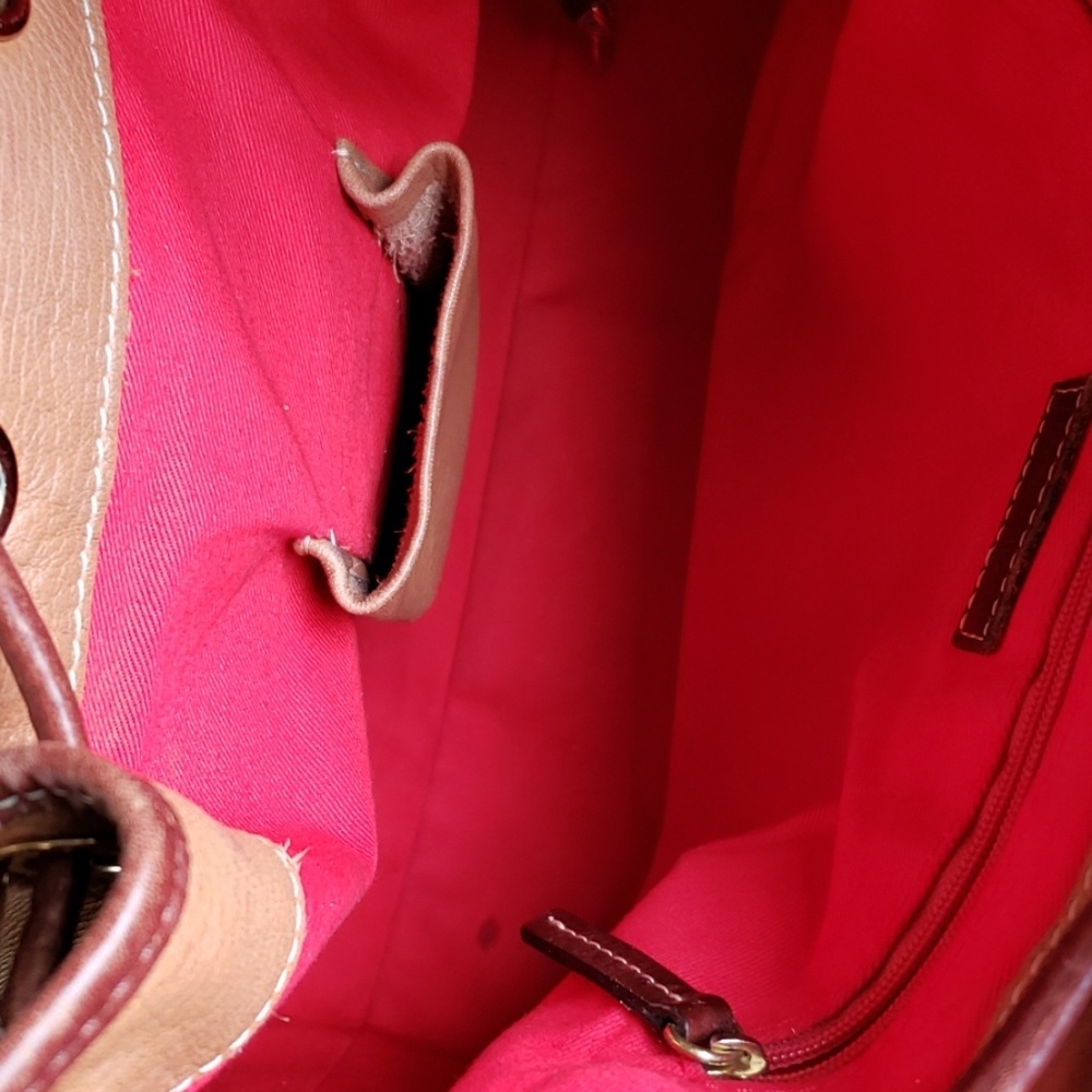 Dooney & Bourke Cognac Pebble Leather Drawstring Shoulder Bag - Picture 7 of 8
